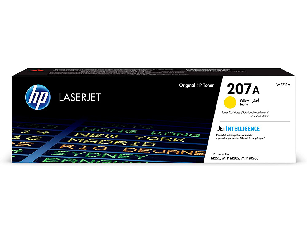 HP - Toner 207a laserjet pro m255dw / m255nw / m282nw / m283fdn amarillo 1250 paginas (Ref. W2212A)