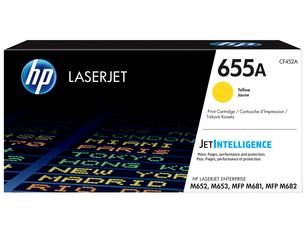 HP - Toner 655a laserjet m652 / m653 / mfp m681 / mfp m682 amarillo 10500 paginas (Ref. CF452A)