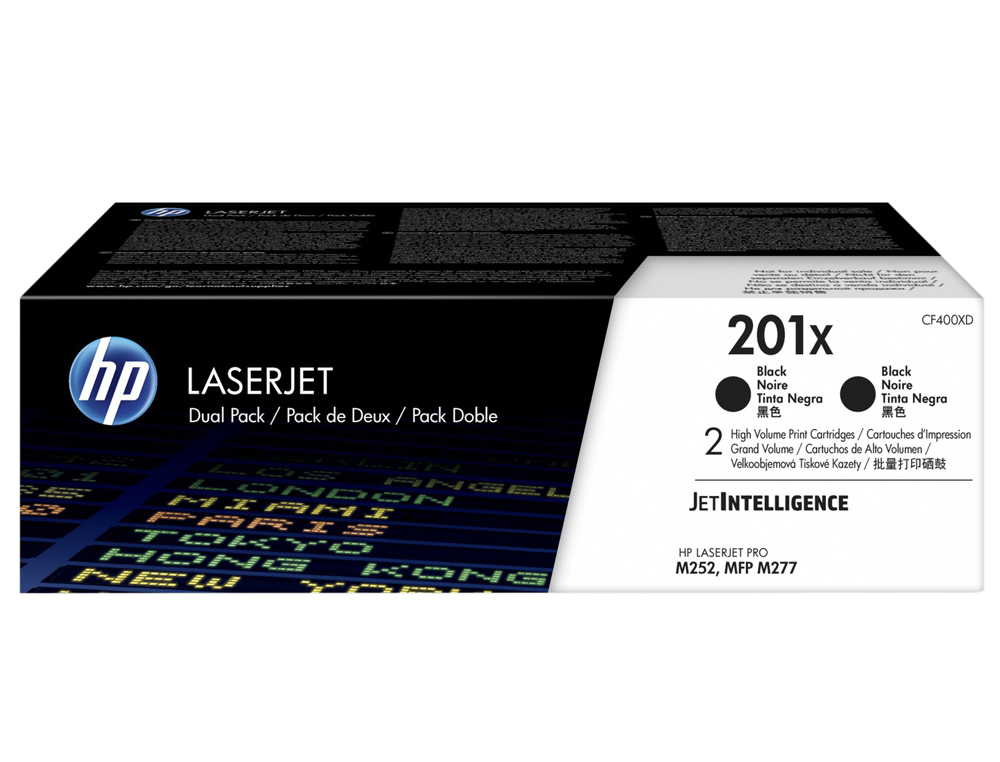 HP - Toner laserjet 201x m252 mfp m277 negro pack de 2 unidades 2800 paginas (Ref. CF400XD)