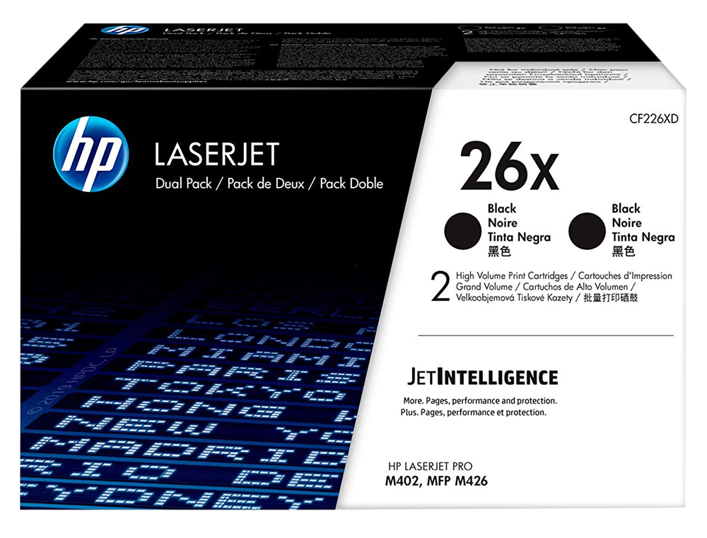 HP - Toner laserjet pro 26x m402 mfp m426 negro pack de 2 unidades 9000 paginas (Ref. CF226XD)