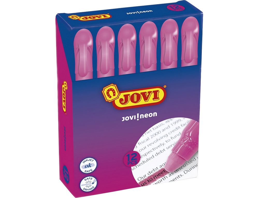 JOVI - Marcador de cera gel fluorescente rosa caja de 12 unidades (Ref. 1816)