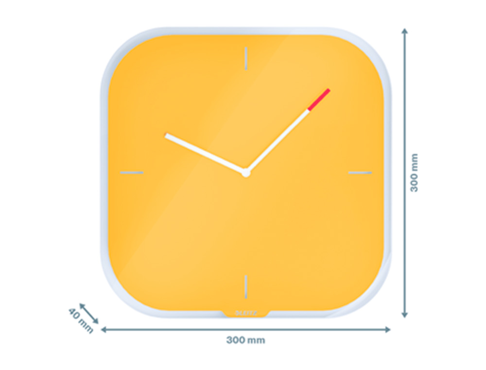 LEITZ - Reloj cosy de pared silencioso cristal 30x30 cm amarillo (Ref. 90170019)