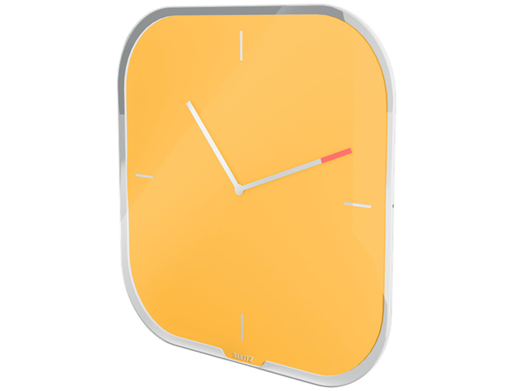 LEITZ - Reloj cosy de pared silencioso cristal 30x30 cm amarillo (Ref. 90170019)