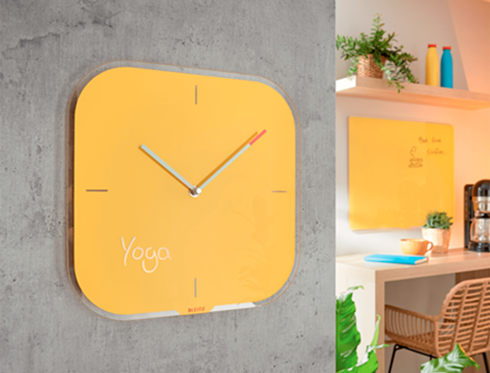 LEITZ - Reloj cosy de pared silencioso cristal 30x30 cm amarillo (Ref. 90170019)