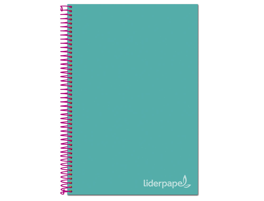 LIDERPAPEL - Cuaderno espiral A4 micro jolly tapa forrada 140h 75 gr cuadro 5mm 5 bandas4 taladros color turquesa (Ref. BA97)