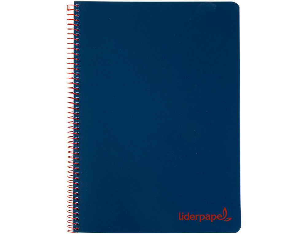 LIDERPAPEL - Cuaderno espiral a5 micro wonder tapa plastico 120h 90g cuadro 5mm 5 bandas 6 taladros color azul marino (Ref. BJ68)