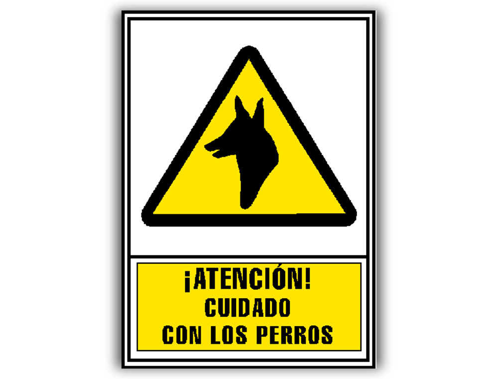 ARCHIVO 2000 - Pictograma atencion cuidado con los perros pvc amarillo luminiscente 210x297 mm (Ref. 6172-06 AM)
