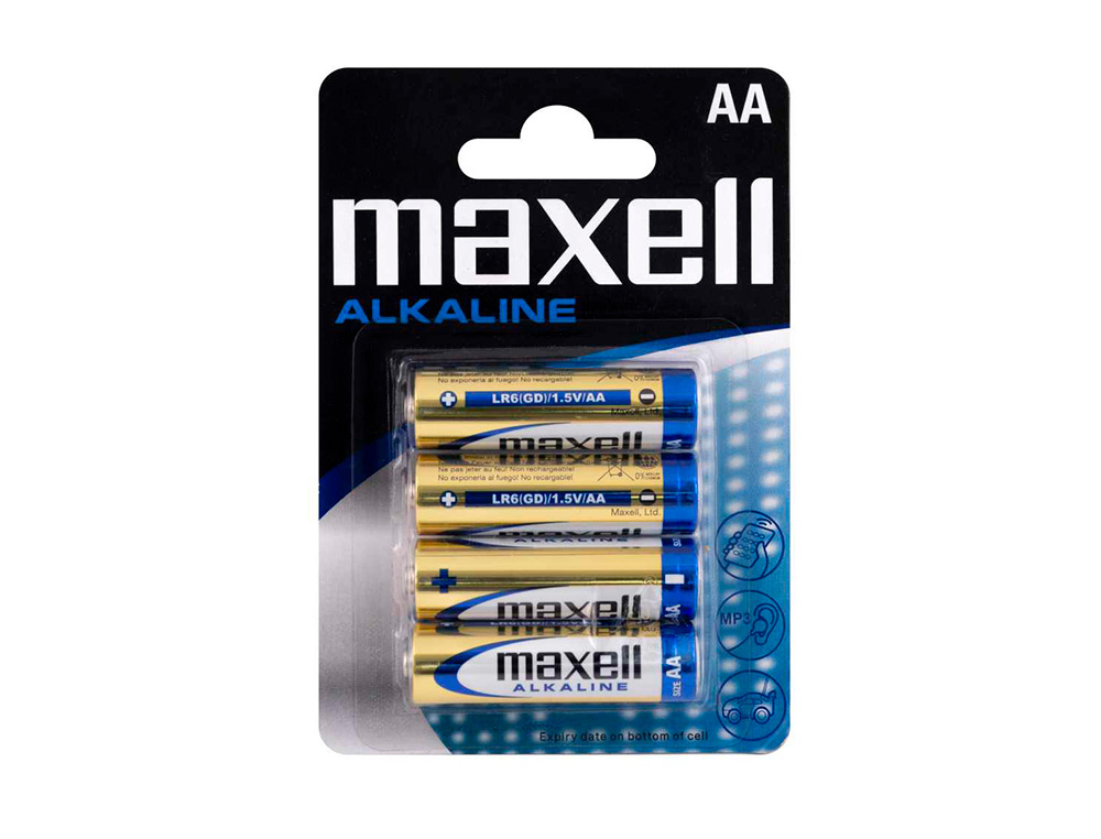 MAXELL - Pila alcalina 1.5 v tipo aa lr06 blister de 4 unidades (Ref. LR06-B4 MXL)