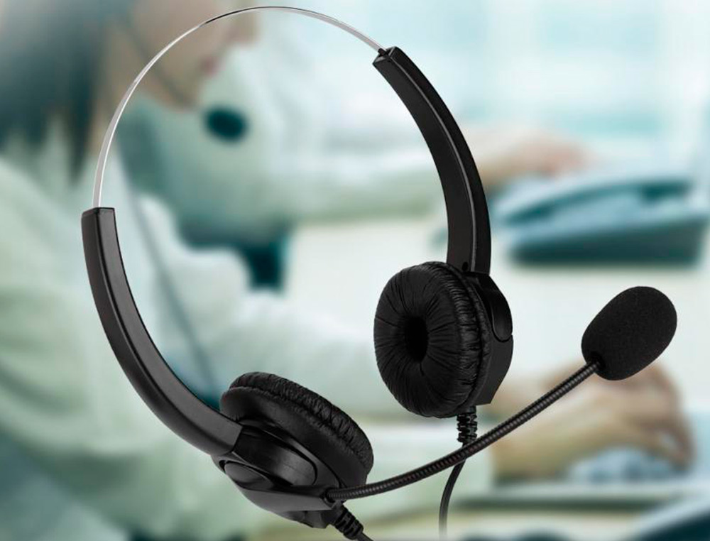 MEDIARANGE - Auricular biaural diadema con microfono cable 2 mt (Ref. MROS304)