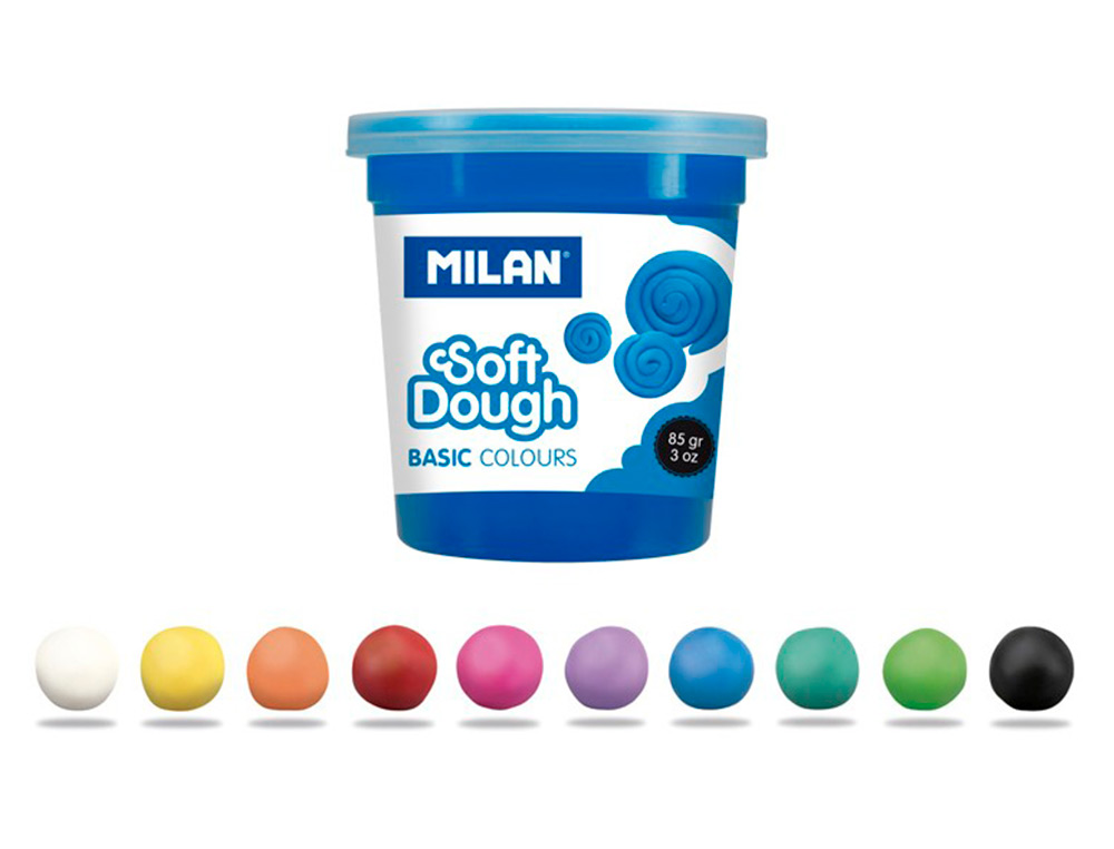 MILAN - Pasta para modelar soft dough basic caja de 10 botes colores surtidos 85 g (Ref. 913510B)