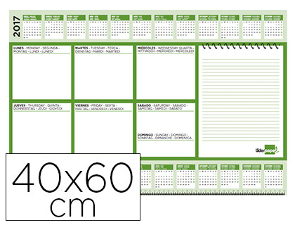 LIDERPAPEL - PLANNING SOBREMESA SEMANAL 40X60 CM 80 GR 60 HOJAS 2017-2018 (Ref.PN01)