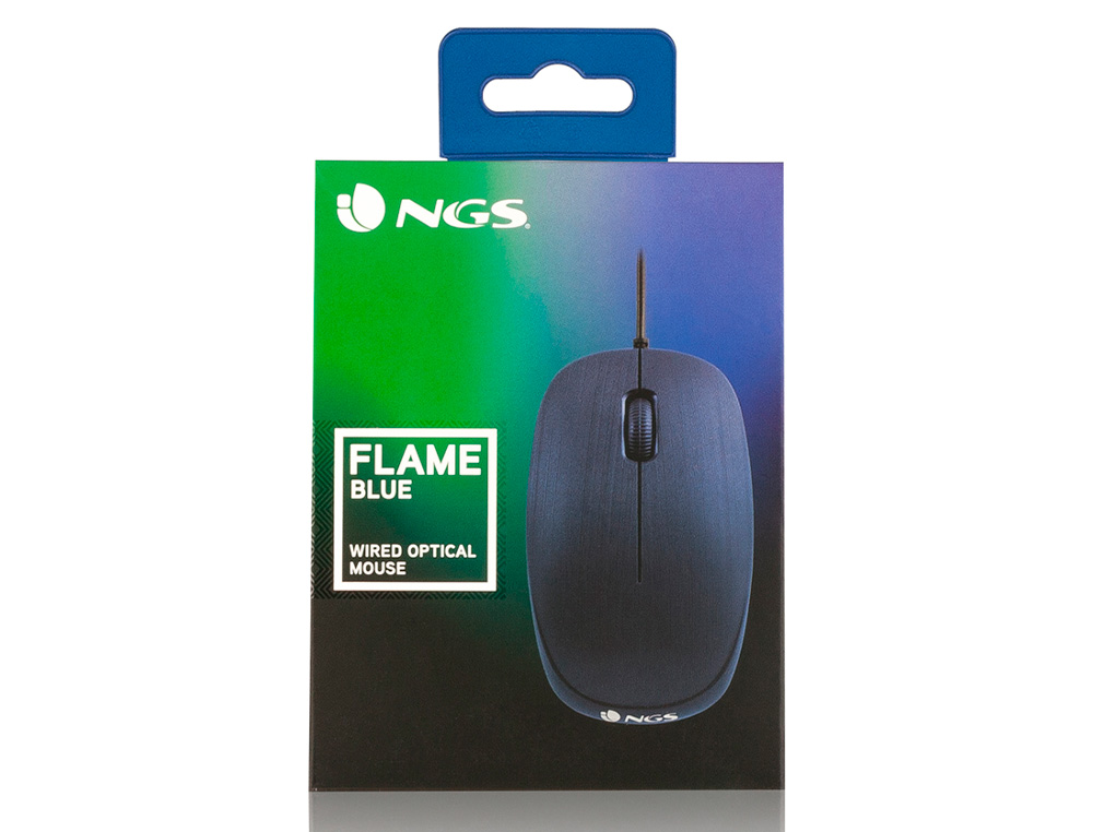 NGS - Raton wired flame optico con cable 1000 dpi ambidiestros usb color azul (Ref. FLAMEBLUE)