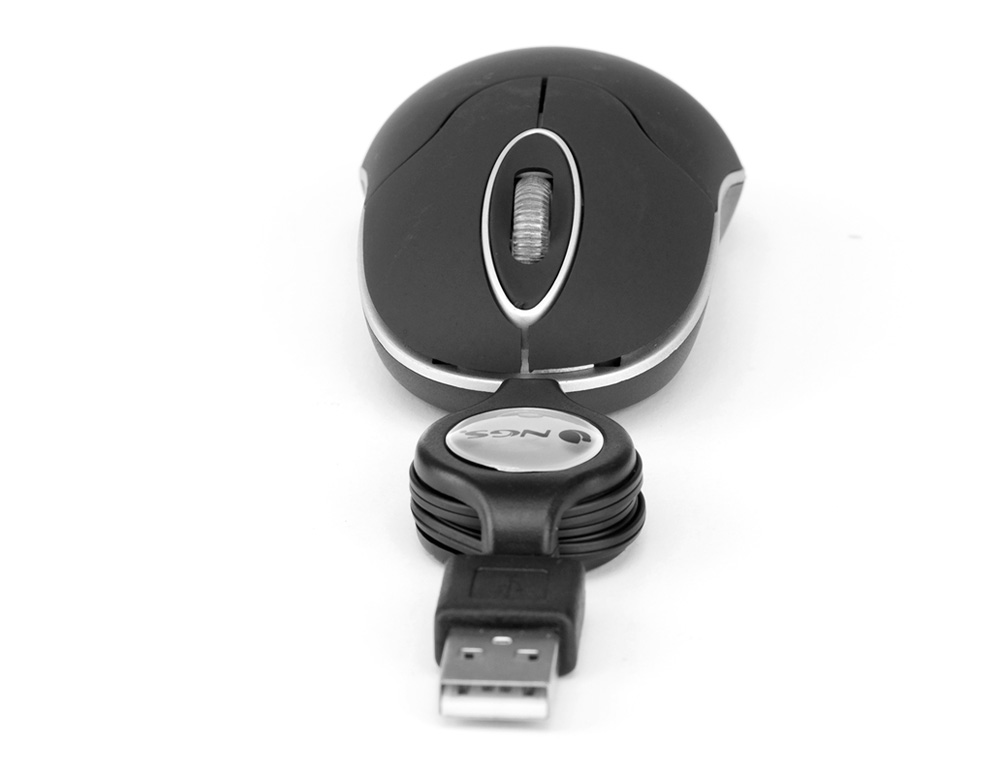 NGS - Raton wired sin 1000 dpi retractil 3 botones usb color negro (Ref. SINBLACK)