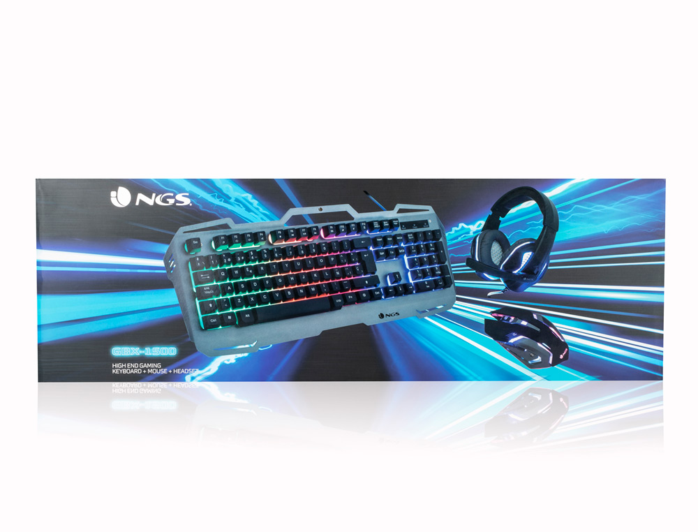 NGS - Set teclado y raton pack gaming gbx-1500 con auricular estereo y microfono iluminacion led usb (Ref. GBX-1500)