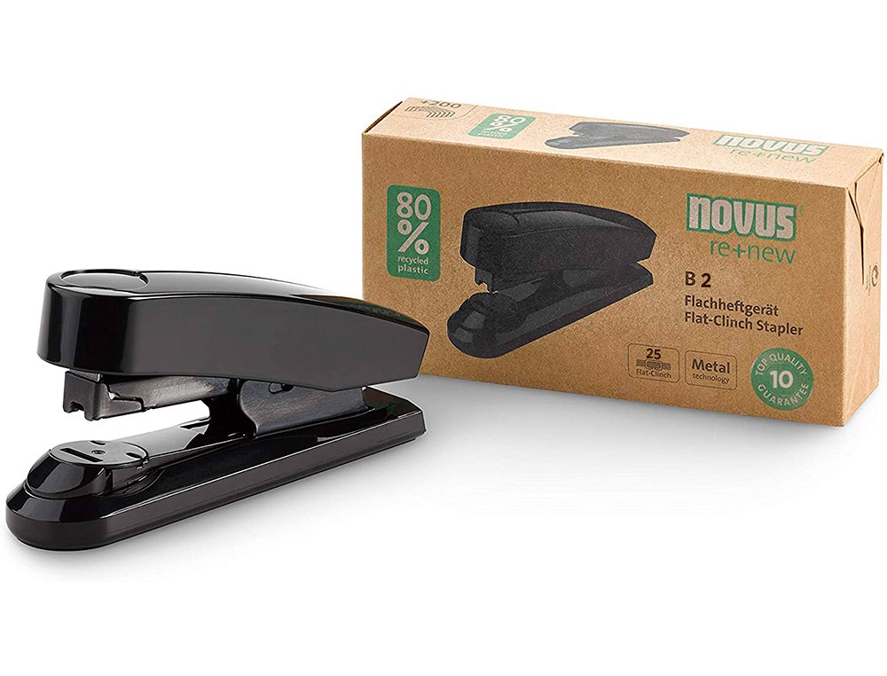 NOVUS DAHLE - Grapadora novus b2 plastico abs reciclado capacidad 25 hojas usa grapas 24/6 y 26/6 color negro (Ref. 020-1931)
