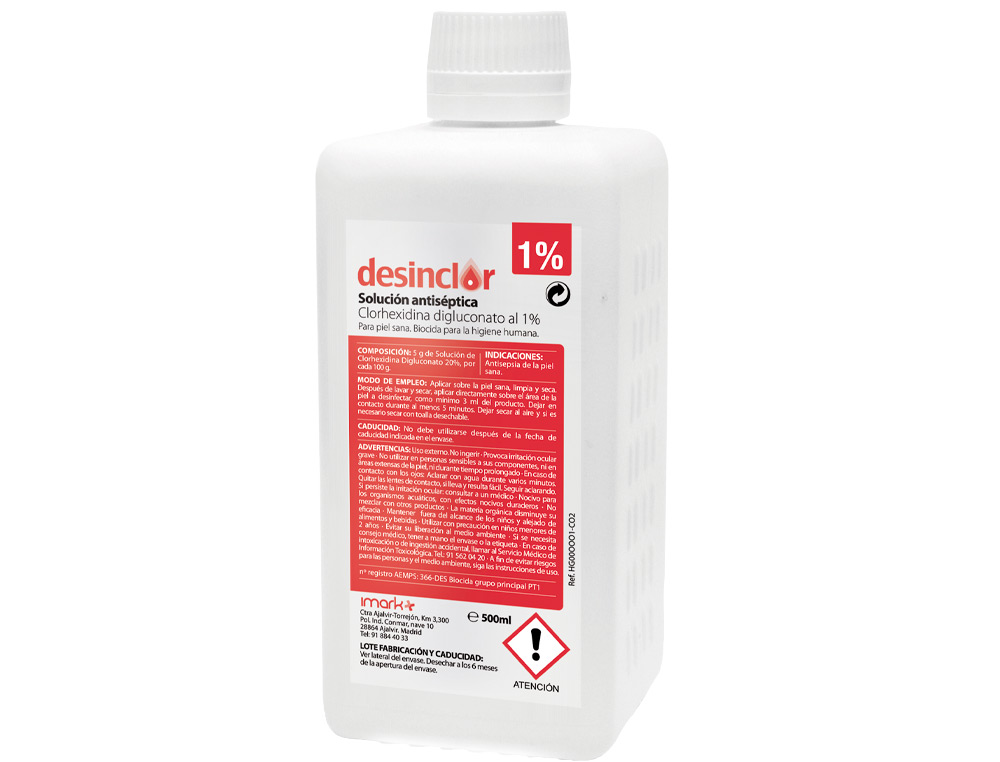 OTROS - Solucion antiseptica clorhexidina desinclor 1% bote de 500 ml (Ref. 25)