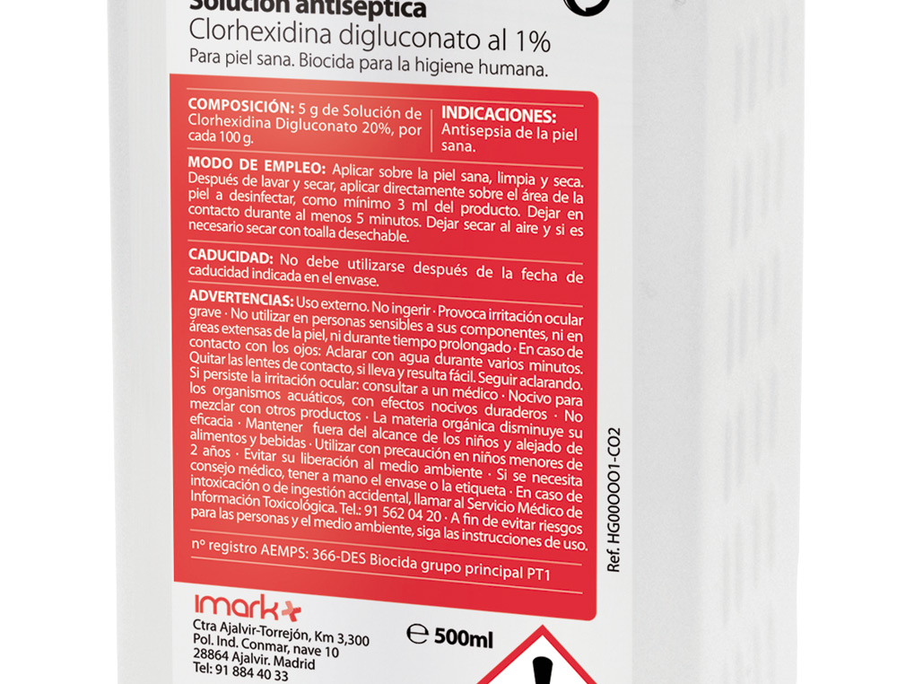 OTROS - Solucion antiseptica clorhexidina desinclor 1% bote de 500 ml (Ref. 25)