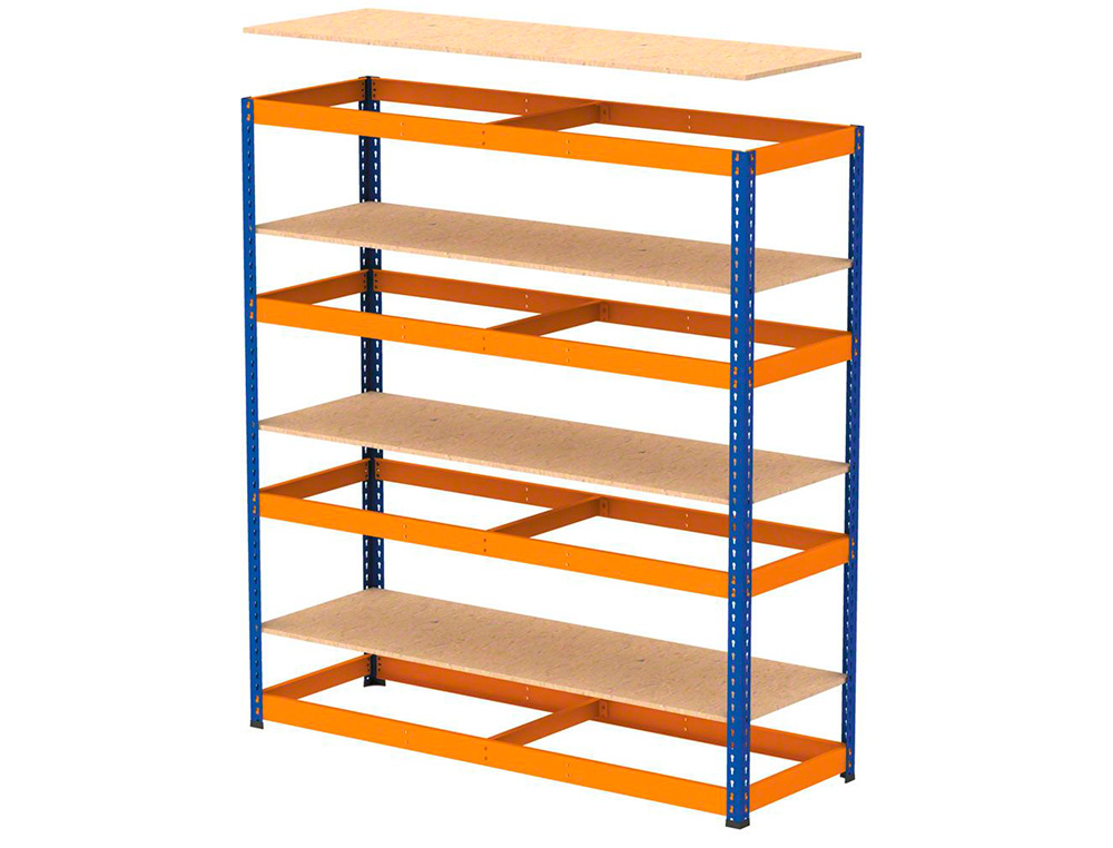 AR STORAGE - Estanteria metalica ar stabil xl 200x150x60 cm 4 estantes 500 kg por estante bandeja de madera sin tornillos color (Ref. ST18401-/15J408G00)