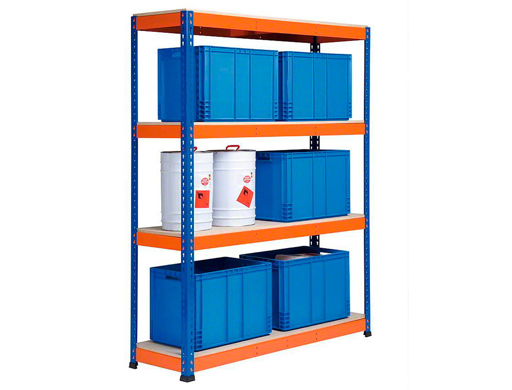 AR STORAGE - Estanteria metalica ar stabil xl 200x150x60 cm 4 estantes 500 kg por estante bandeja de madera sin tornillos color (Ref. ST18401-/15J408G00)