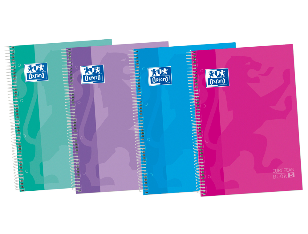 OXFORD - Cuaderno espiral ebook 5 tapa extradura din a4+ 120 hojas cuadro 5 mm con margen tendencia 50% hojas gratis (Ref. 400073042)