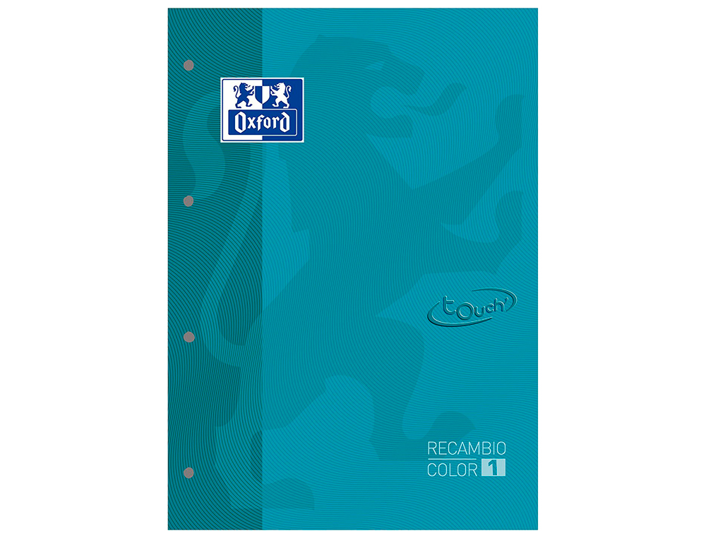 OXFORD - Recambio color 1 din a4+ 80 hojas 90 gr cuadricula 5 mm tapa blanda 4 taladros aqua touch (Ref. 400077699)