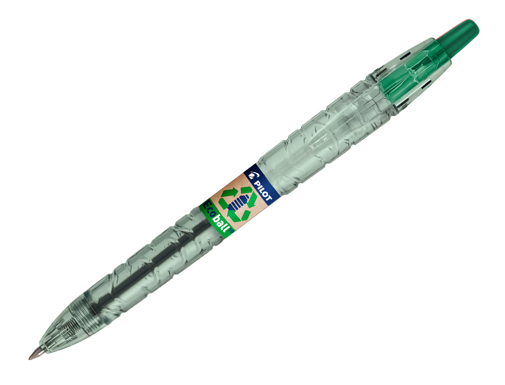 PILOT - Boligrafo ecoball plastico reciclado tinta aceite punta de bola 1 mm color verde (Ref. NEBV)