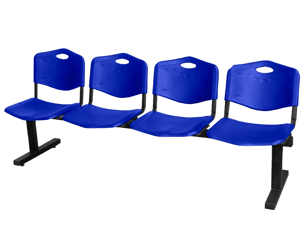 PIQUERAS Y CRESPO - Bancada pyc de espera estructura hierro negro cuatro asientos y respaldo pvc 850x2000x420 mm azul (Ref. BAI4ESAZ)