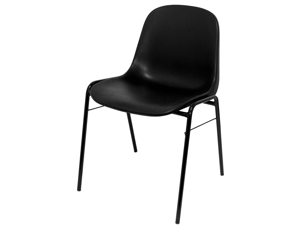 PIQUERAS Y CRESPO - Silla apilable pyc estructura metal asiento y respaldo pvc ergonomica 770x450x420 mm negra (Ref. PACK423NE)