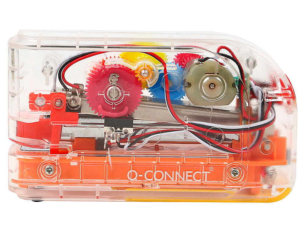 Q-CONNECT - Grapadora electrica plastico transparente mecanismo de colores capacidad 20 hojas usa grapas (Ref. KF14521)