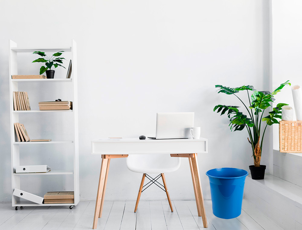 Q-CONNECT - Papelera plastico azul opaco 13 litros dim. 275x285mm (Ref. KF19032)