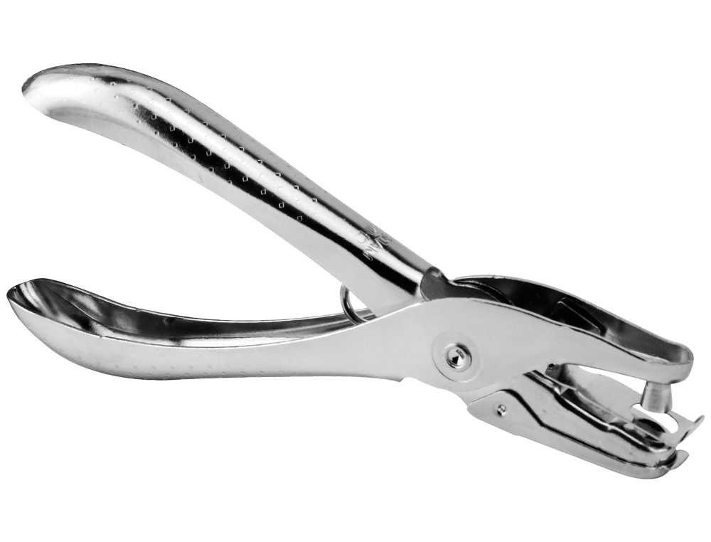 Q-CONNECT - Taladrador kf18765 de tenaza metalico cromado 1 taladro abertura 6 mm capacidad 6 hojas (Ref. KF18765)