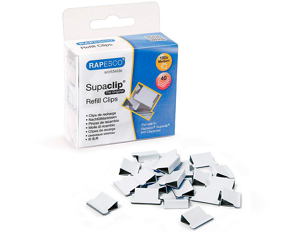 RAPESCO - Supaclips capacidad 40 hojas color blanco caja de 100 unidades (Ref. 1314)