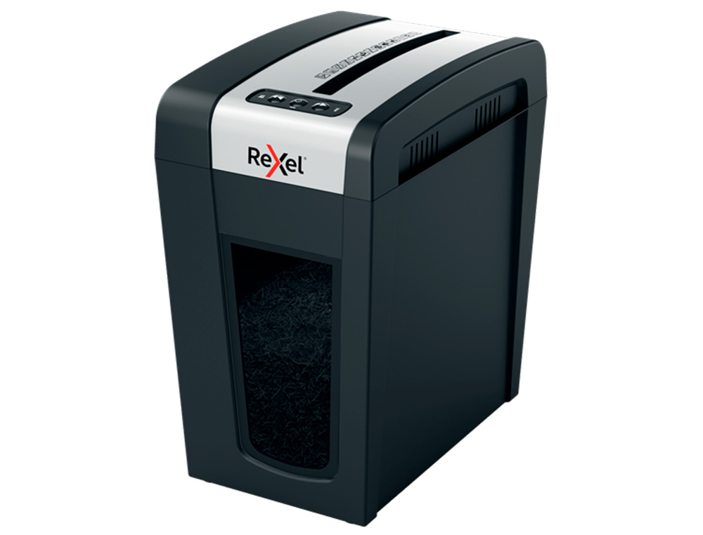 REXEL - Destructora de documentos secure mc6-sl eu capacidad 6 hojas grapas clips tarjetas y cd 18 l (Ref. 2020133EU)