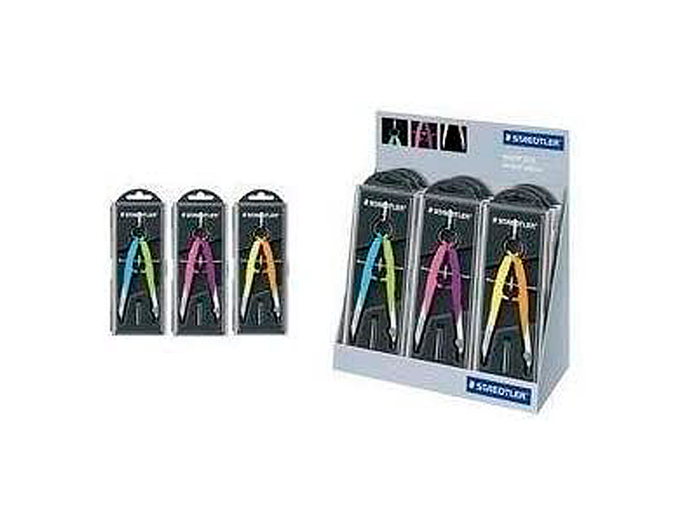 STAEDTLER - Compas micrometrico 556 con husillo y rueda central color neon expositor sobremesa de 9 unidades (Ref. 556 CA9PR5)