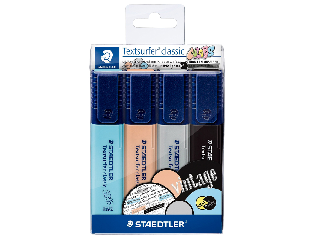 STAEDTLER - Rotulador textsurfer classic 364 pastel &amp; vintage bolsa de 4 unidades colores surtidos (Ref. 364 CWP4)