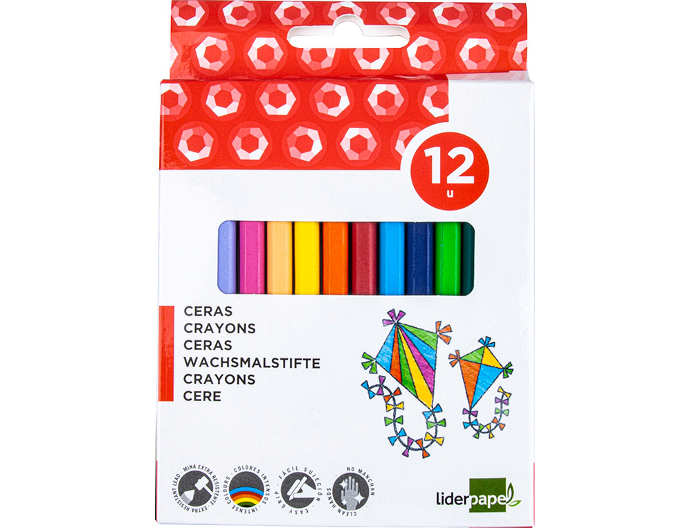 LIDERPAPEL - LAPICES CERA CAJA DE 12 COLORES