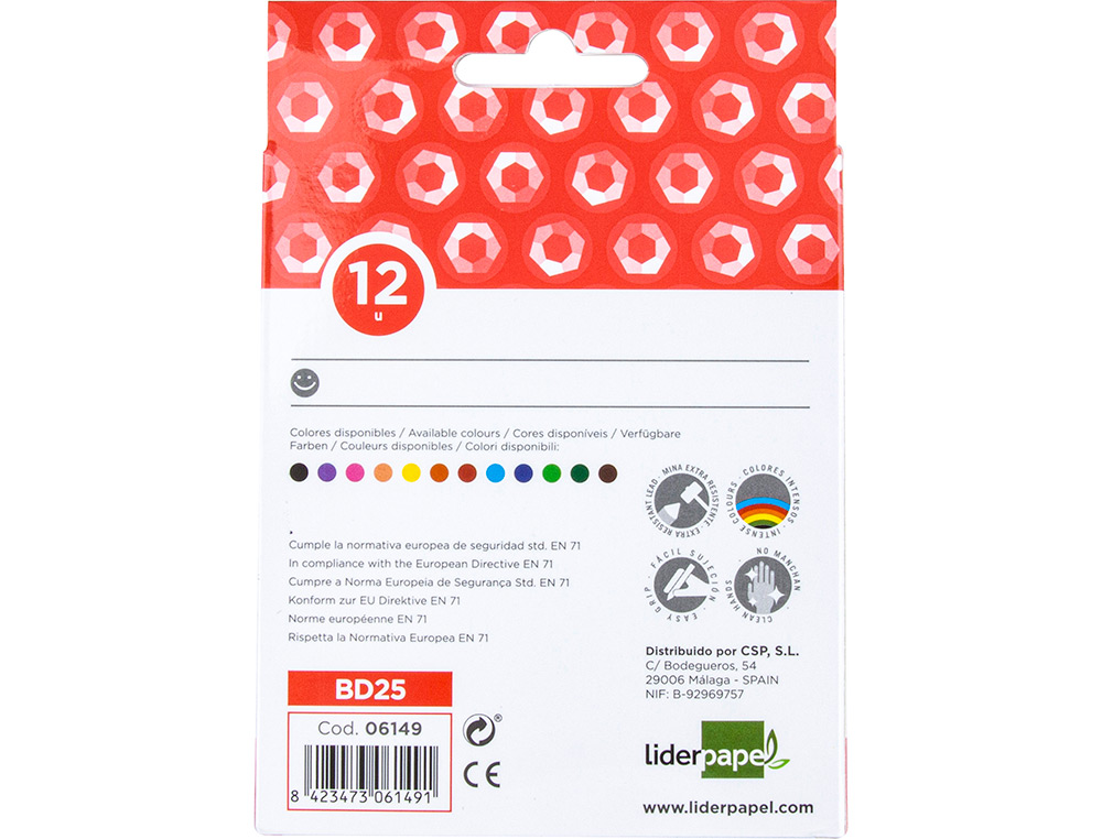 LIDERPAPEL - LAPICES CERA CAJA DE 12 COLORES