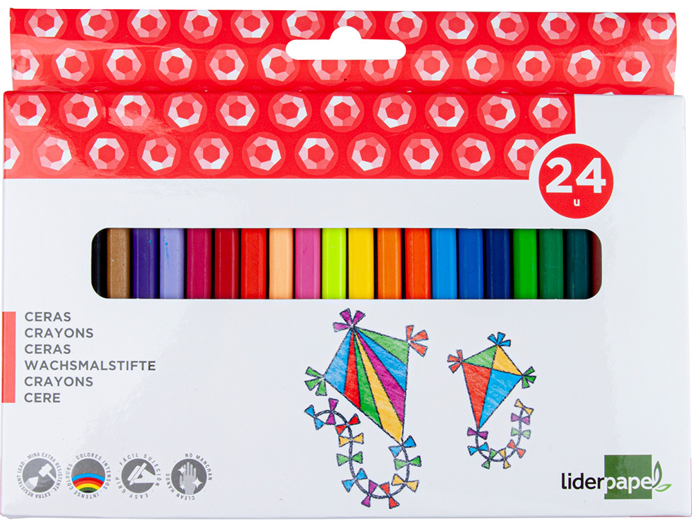 LIDERPAPEL - LAPICES CERA CAJA DE 24 COLORES