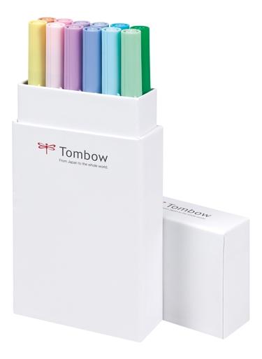 TOMBOW - Estuche 12 rotuladores Dual Brush doble punta pincel. Colores pastel. (Ref.ABT-12P-2)