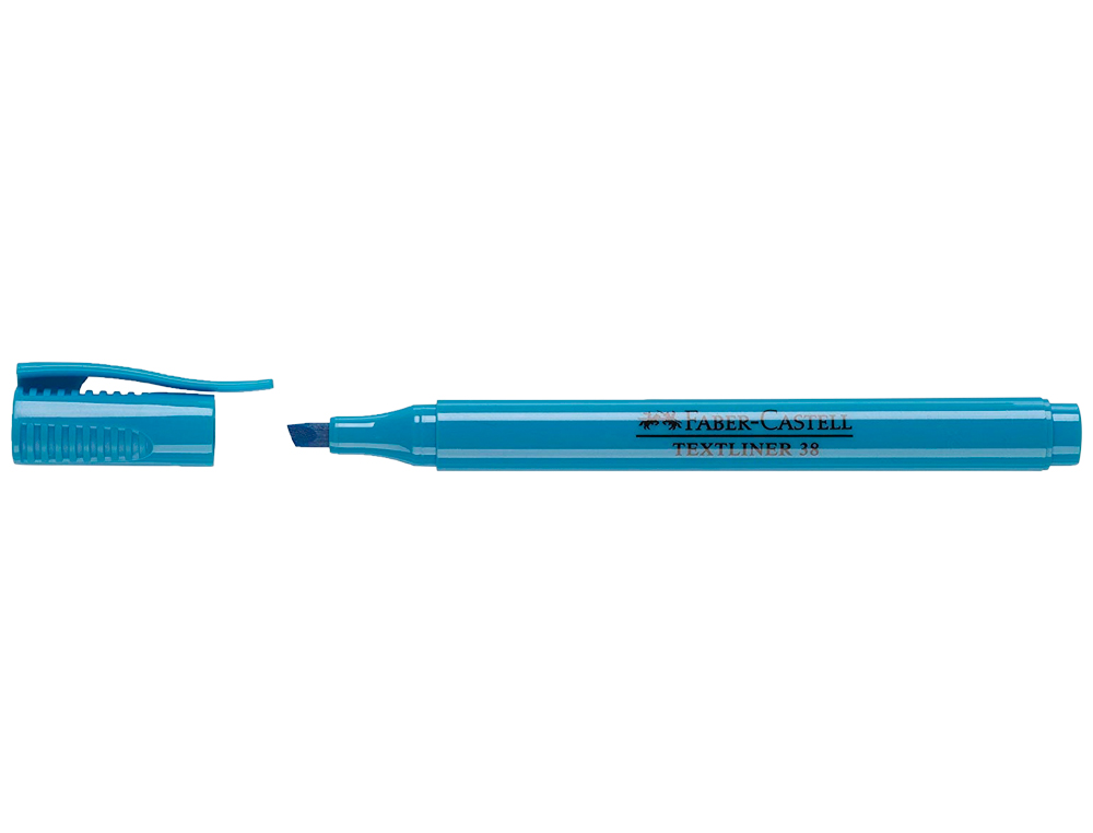 FABER CASTELL - Marcador fluorescente TEXTLINER 38. Cuerpo translúcido. Azul fluorescente (Ref.157751)