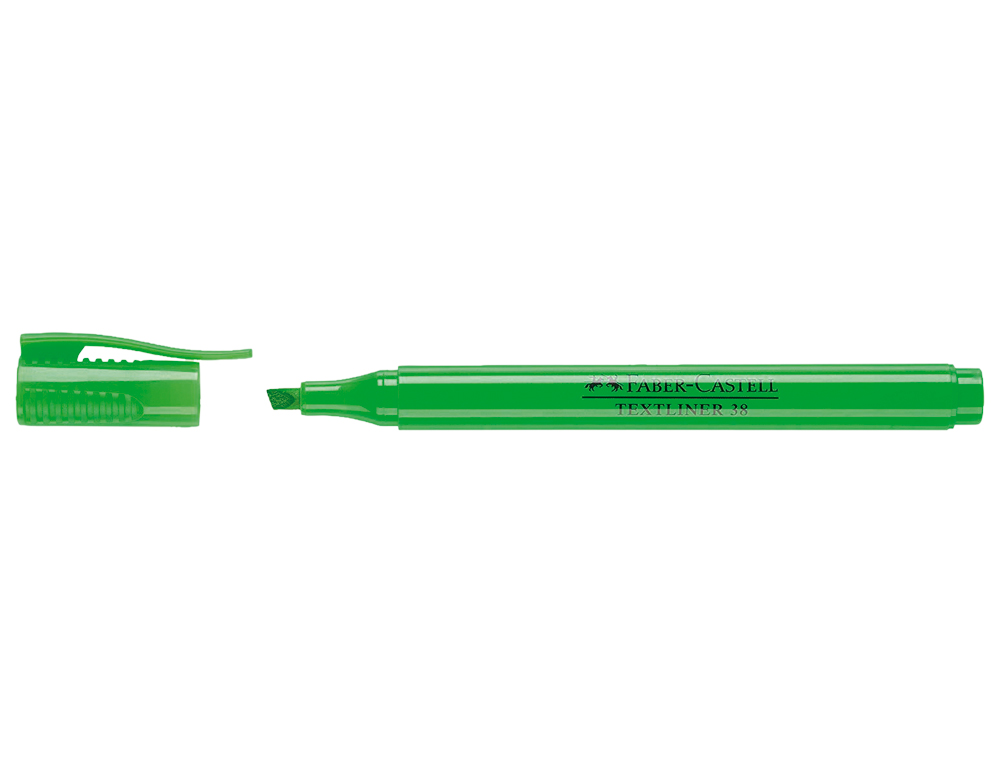 FABER CASTELL - Marcador fluorescente TEXTLINER 38. Cuerpo translúcido. Verde fluorescente (Ref.157763)