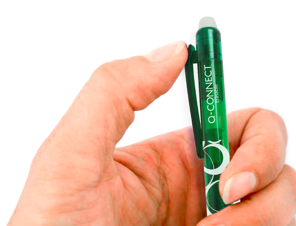Q-CONNECT - BOLIGRAFO RETRACTIL BORRABLE 0,7 MM COLOR VERDE