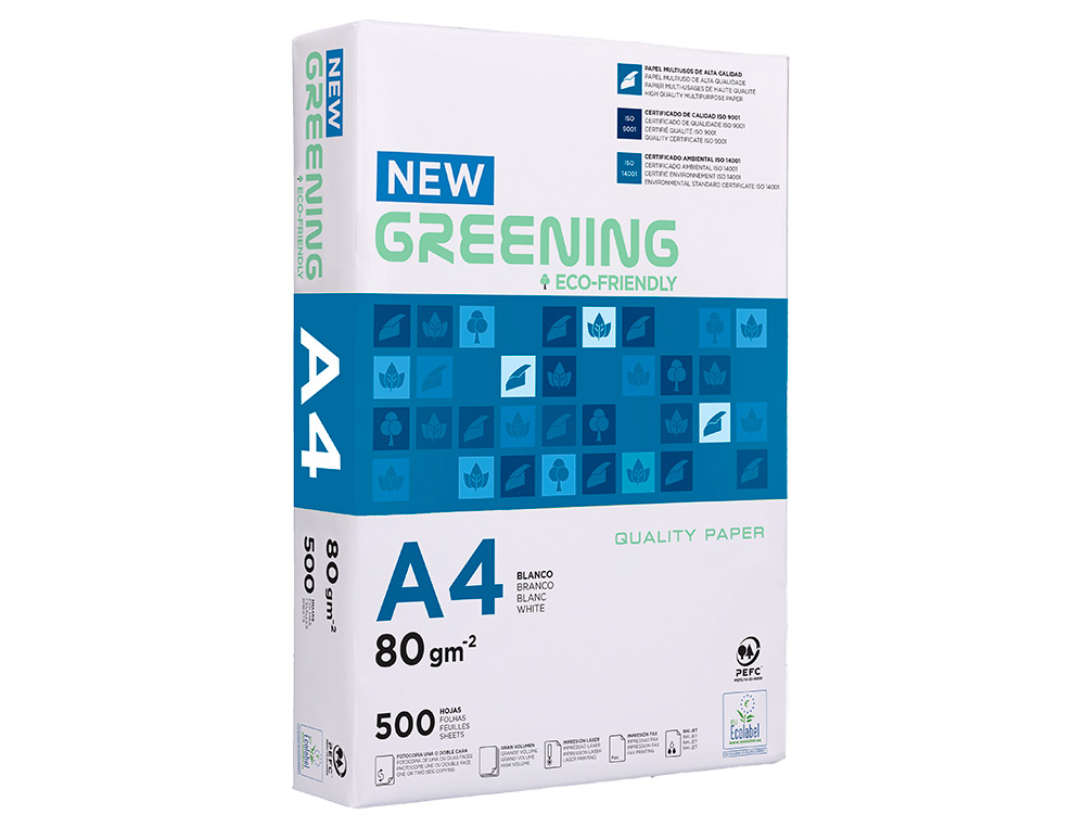 GREENING - PAPEL FOTOCOPIADORA LIDERPAPEL DIN A4 80 GRAMOS PAQUETE DE 500 HOJAS (Ref.FT01)