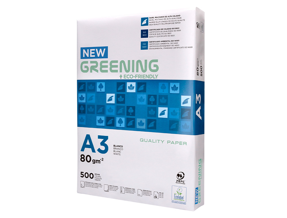 GREENING - PAPEL FOTOCOPIADORA LIDERPAPEL DIN A3 80 GRAMOS PAQUETE DE 500 HOJAS (Ref.FT01)