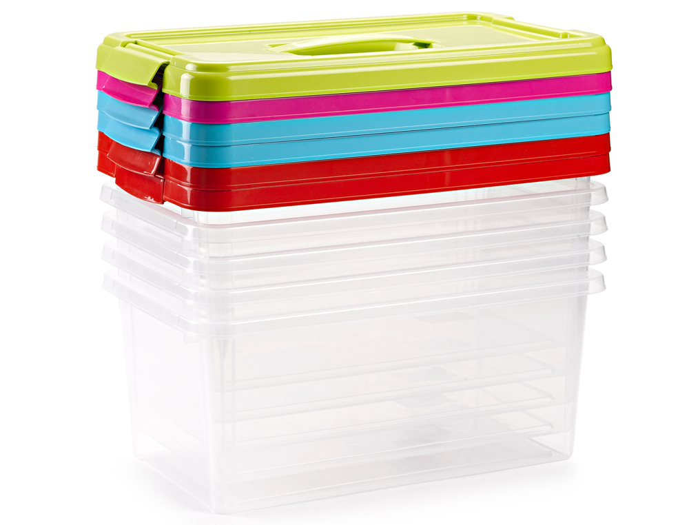 BLANCA - Caja multiusos plastico 10 l numero 24 tapa de color con asa 385x230x175 mm (Ref. 11680)