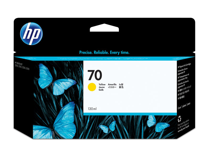 HP ( HEWLETT PACKARD ) - Cartuchos ORIGINALES Inyección De Tinta 70 Amarillo 130ml (Ref.C9454A)