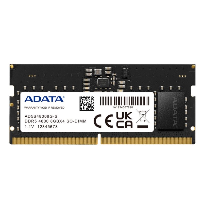 ADATA - RAM SO DIMM 8GB 4800Mhz DDR5 (Ref.AD5S48008G-S)