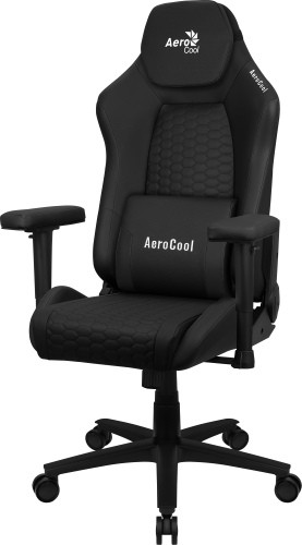 AEROCOOL - Negro, Silla Gaming Ergonómica, Cojines Ajustables, Cuero Sintético Premium (Ref.CROWNBK)