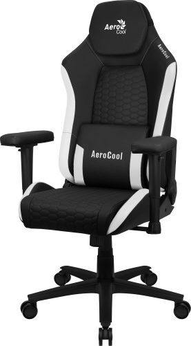 AEROCOOL - Blanco, Silla Gaming Ergonómica, Cojines Ajustables, Cuero Sintético Premium (Ref.CROWNBW)