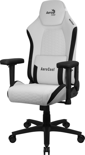 AEROCOOL - Blanco, Silla Gaming Ergonómica, Cojines Ajustables, Cuero Sintético Premium (Ref.CROWNMOONSW)